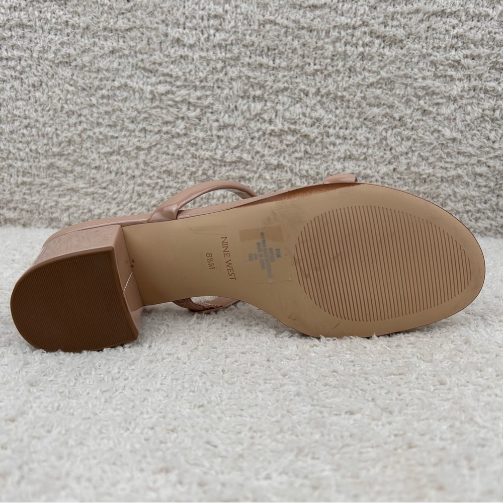 Nine West Heels Womens 8.5M Beige Tea 3 Strappy Classic Professional Block Heel - Picture 11 of 11